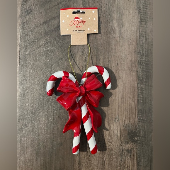 NEW Home Goods TjMaxx Candy Cane W/ Red Bow Ribbon Resin Christmas Tree Ornament - Picture 2 of 9